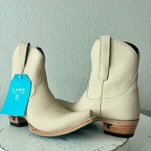 Lane EMMA JANE Womens Cowboy Bootie 8.5 Pale Ivory Western Cowgirl Short Boots